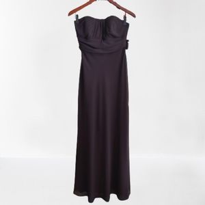 David's Bridal Sz 2 Chiffon Strapless A Line Bridesmaid Dress Truffle Brown NEW